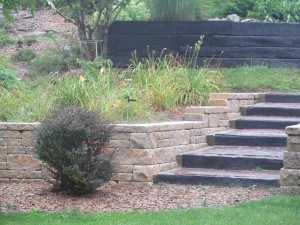 Retaining Wall with Stone Stairs