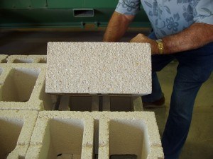 Man holding Antique block