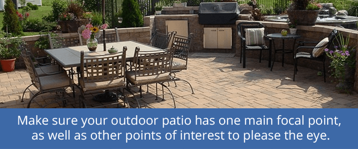 Patio that is the focal point of the backyard. 