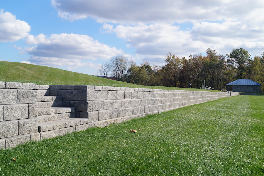 Retaining wall at a park made of Allen Block.